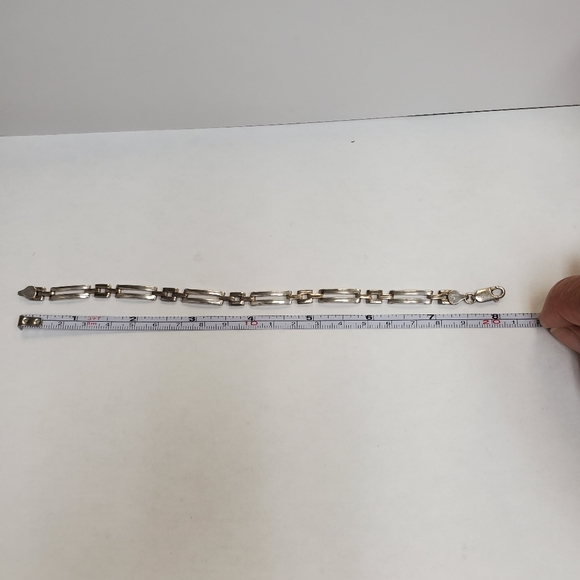 Vintage STERLING SILVER BRACELET Fancy Mid Century Modern Link Retro Unisex - Picture 4 of 4